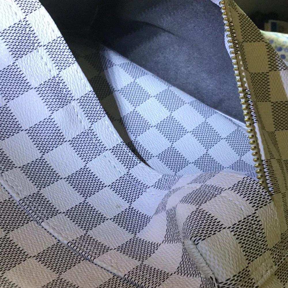 Louis Vuitton Cream and Black Checkerboard Backpack with Gold Plate
